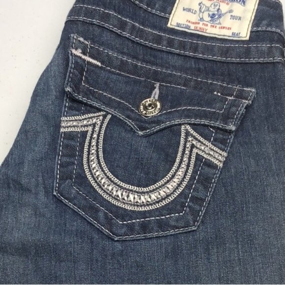 MADE IN USA ๐บ๐ธ LIKE NEW TRUE RELIGION SKINNY JEANS 29x32 ๐บ๐ธ - Picture 10 of 11